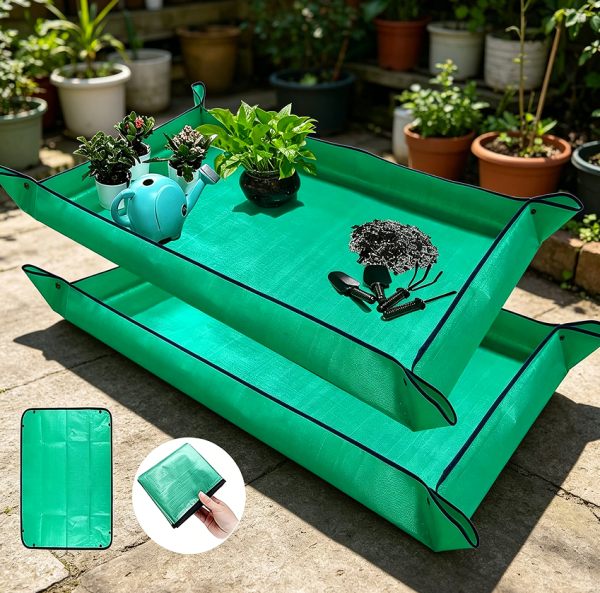 Two-Piece 109x74 cm Waterproof Foldable Repotting Mat