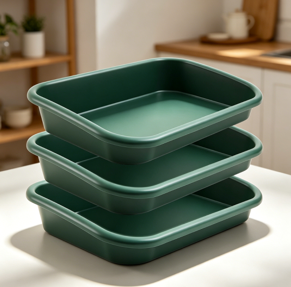 Three-Piece 59x42x11 cm Large Plastic Potting Trays