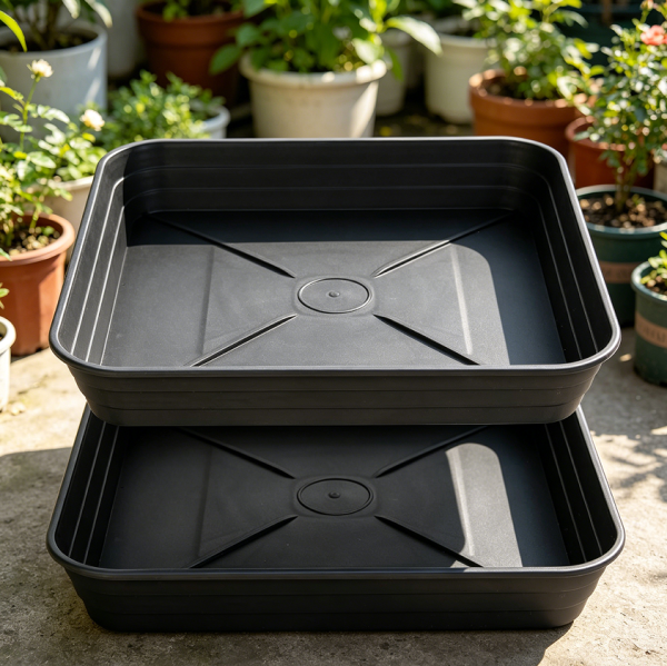 Two-Pack 30 cm Square Heavy-Duty Plastic Saucer Tray