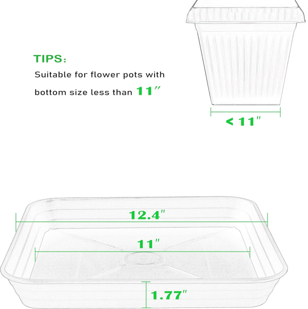 Two-Pack 41 cm Square Heavy-Duty Plastic Saucer Tray