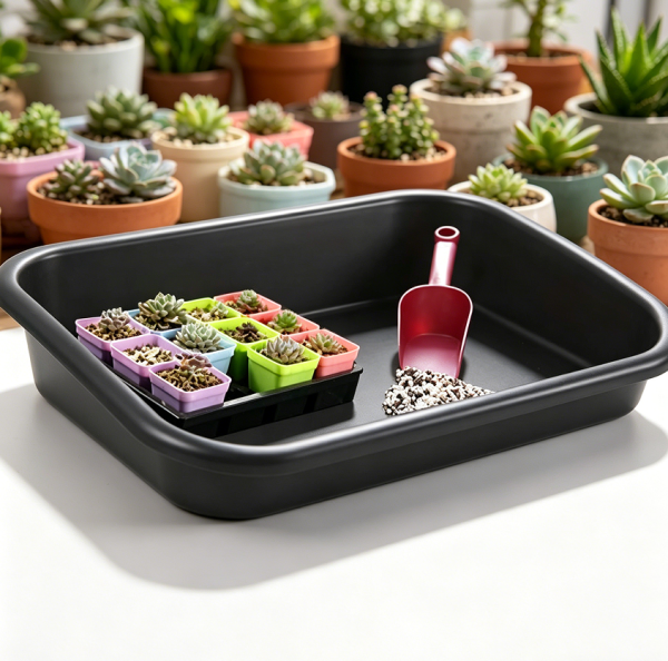 Black 58x42x11 cm Multifunctional One-Piece Potting Tray