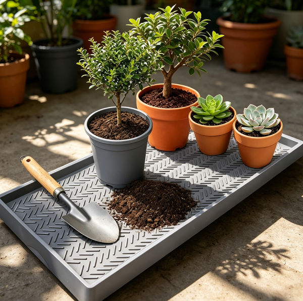 76x41 cm Heavy-Sturdy Silicone Rectangular Plant Tray