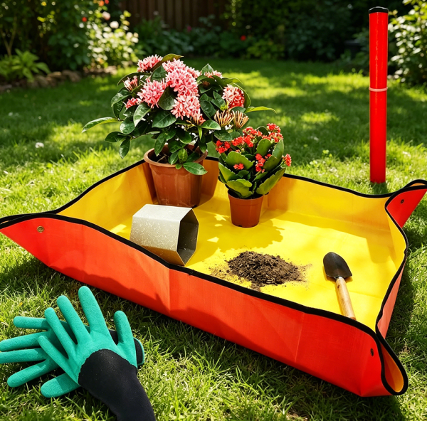 99x76 cm Orange Thickened Repotting Mat with Gloves